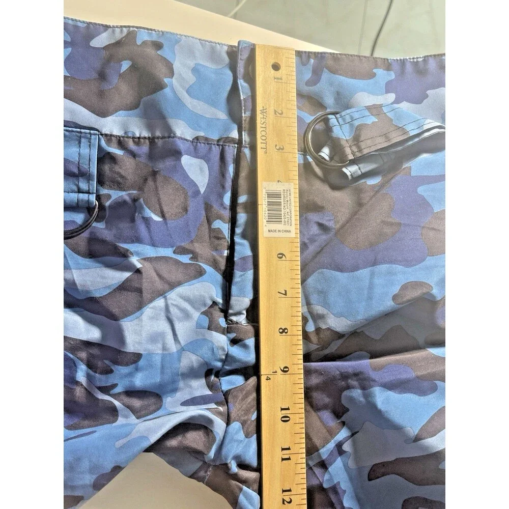 Balera Womens M Blue Camo Dance Jogger Pants Zip Leg D-Ring High Rise Performanc